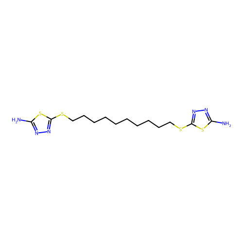5,5'-(Decane-1,10-diyldisulfanediyl)di(1,3,4-thiadiazol-2-amine) structure