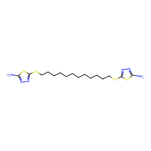 5,5'-hexanediyldimercapto-bis-[1,3,4]thiadiazol-2-ylamine structure