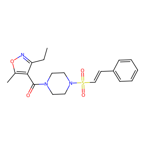1-(3-Ethyl-5-methyl-1,2-oxazole-4-carbonyl)-4-(2-phenylethenesulfonyl)piperazine structure
