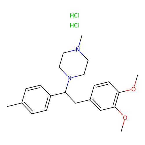 1-(2-(3,4-Dimethoxyphenyl)-1-(4-tolyl)ethyl)-4-methylpiperazine dihydrochloride structure