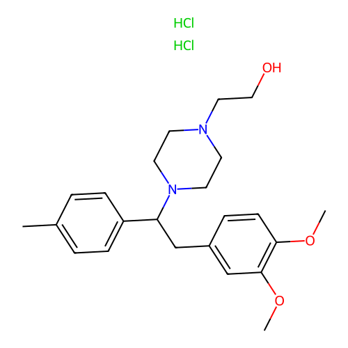 4-(2-(3,4-Dimethoxyphenyl)-1-(4-methylphenyl)ethyl)-1-piperazineethanol dihydrochloride structure