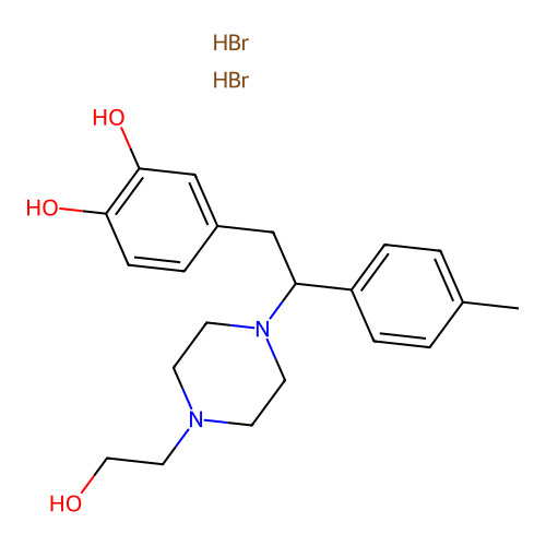 1,2-Benzenediol, 4-(2-(4-(2-hydroxyethyl)-1-piperazinyl)-2-(4-methylphenyl)ethyl)-, dihydrobromide structure