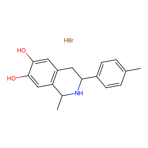 6,7-Dihydroxy-1-methyl-3-(4-tolyl)-1,2,3,4-tetrahydroisoquinoline hydrobromide structure