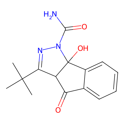 3-tert-butyl-8b-hydroxy-4-oxo-1H,3aH,4H,8bH-indeno[1,2-c]pyrazole-1-carboxamide structure