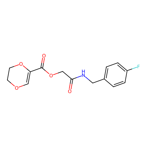 [2-[(4-fluorophenyl)methylamino]-2-oxoethyl] 2,3-dihydro-1,4-dioxine-5-carboxylate structure