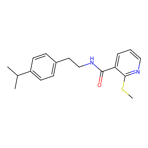2-(methylsulfanyl)-N-{2-[4-(propan-2-yl)phenyl]ethyl}pyridine-3-carboxamide structure