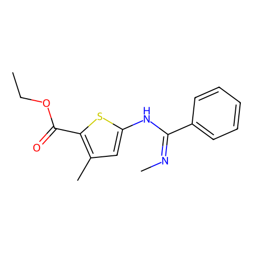 ethyl 3-methyl-5-(N'-methylbenzeneimidamido)thiophene-2-carboxylate structure