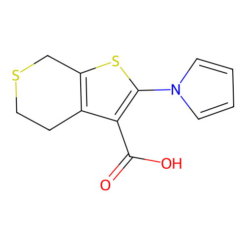 2-(1H-pyrrol-1-yl)-4H,5H,7H-thieno(2,3-c)thiopyran-3-carboxylic acid structure