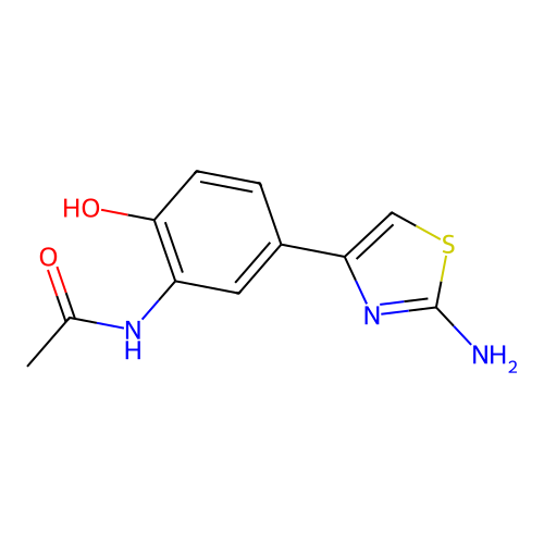 N-[5-(2-amino-1,3-thiazol-4-yl)-2-hydroxyphenyl]acetamide structure