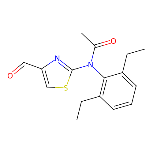 N-(2,6-diethylphenyl)-N-(4-formyl-1,3-thiazol-2-yl)acetamide structure