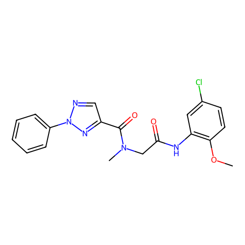 N-[2-(5-chloro-2-methoxyanilino)-2-oxoethyl]-N-methyl-2-phenyltriazole-4-carboxamide structure