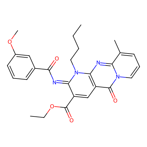 (Z)-ethyl 1-butyl-2-((3-methoxybenzoyl)imino)-10-methyl-5-oxo-2,5-dihydro-1H-dipyrido[1,2-a:2',3'-d]pyrimidine-3-carboxylate structure