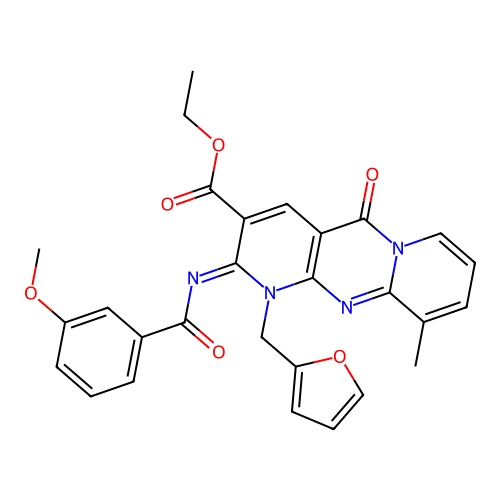 (Z)-ethyl 1-(furan-2-ylmethyl)-2-((3-methoxybenzoyl)imino)-10-methyl-5-oxo-2,5-dihydro-1H-dipyrido[1,2-a:2',3'-d]pyrimidine-3-carboxylate structure