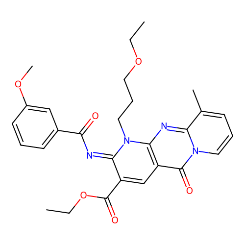 (Z)-ethyl 1-(3-ethoxypropyl)-2-((3-methoxybenzoyl)imino)-10-methyl-5-oxo-2,5-dihydro-1H-dipyrido[1,2-a:2',3'-d]pyrimidine-3-carboxylate structure