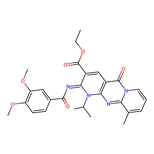 (Z)-ethyl 2-((3,4-dimethoxybenzoyl)imino)-1-isopropyl-10-methyl-5-oxo-2,5-dihydro-1H-dipyrido[1,2-a:2',3'-d]pyrimidine-3-carboxylate structure