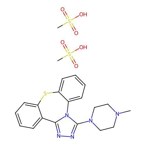 Dibenzo(b,f)-1,2,4-triazolo(4,3-d)(1,4)thiazepine, 3-(4-methyl-1-piperazinyl)-, dimethanesulfonate structure