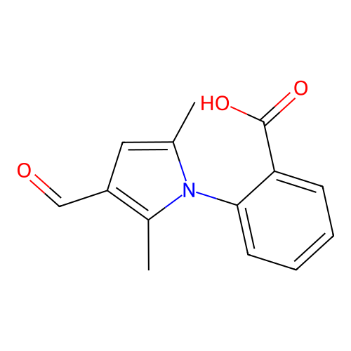 2-(3-formyl-2,5-dimethyl-1H-pyrrol-1-yl)benzoic acid structure