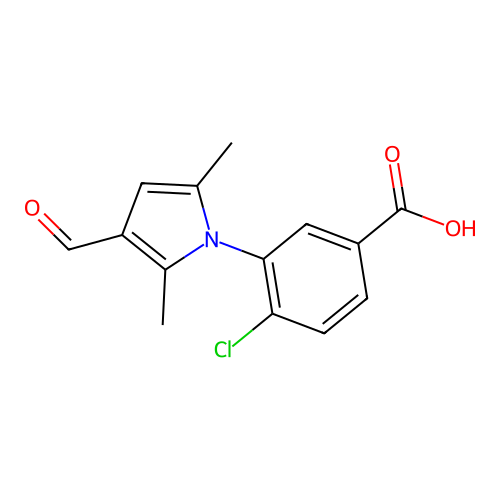 4-Chloro-3-(3-formyl-2,5-dimethyl-1H-pyrrol-1-yl)benzoic acid structure