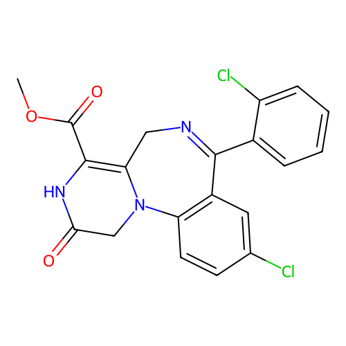 Pyrazino(1,2-a)(1,4)benzodiazepine-4-carboxylic acid, 1,2,3,5-tetrahydro-9-chloro-7-(2-chlorophenyl)-2-oxo-, methyl ester structure