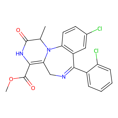 Pyrazino(1,2-a)(1,4)benzodiazepine-4-carboxylic acid, 1,2,3,5-tetrahydro-9-chloro-7-(2-chlorophenyl)-1-methyl-2-oxo-, methyl ester structure