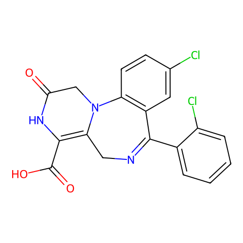Pyrazino(1,2-a)(1,4)benzodiazepine-4-carboxylic acid, 1,2,3,5-tetrahydro-9-chloro-7-(2-chlorophenyl)-2-oxo- structure