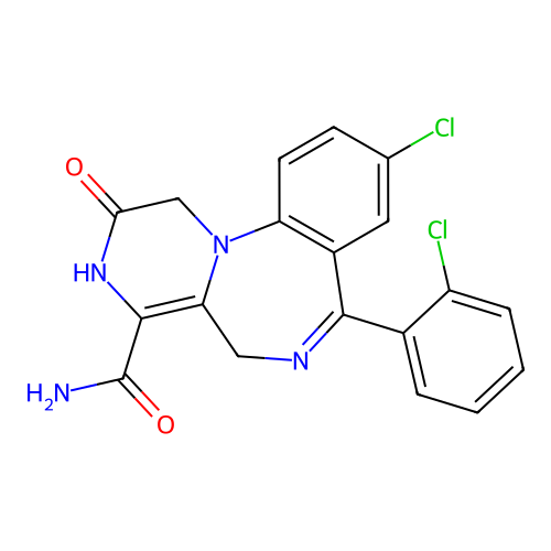 Pyrazino(1,2-a)(1,4)benzodiazepine-4-carboxamide, 1,2,3,5-tetrahydro-9-chloro-7-(2-chlorophenyl)-2-oxo- structure