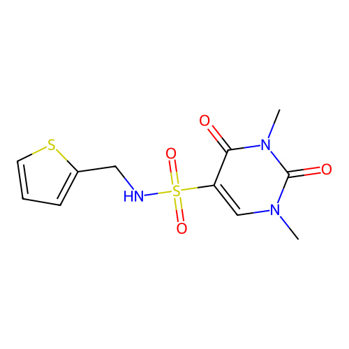 1,3-dimethyl-2,4-dioxo-N-(thiophen-2-ylmethyl)pyrimidine-5-sulfonamide structure