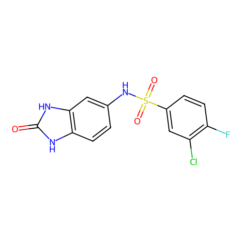 3-chloro-4-fluoro-N-(2-oxo-1,3-dihydrobenzimidazol-5-yl)benzenesulfonamide structure