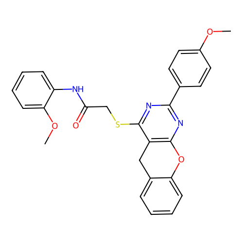 N-(2-methoxyphenyl)-2-{[2-(4-methoxyphenyl)-5H-chromeno[2,3-d]pyrimidin-4-yl]sulfanyl}acetamide structure