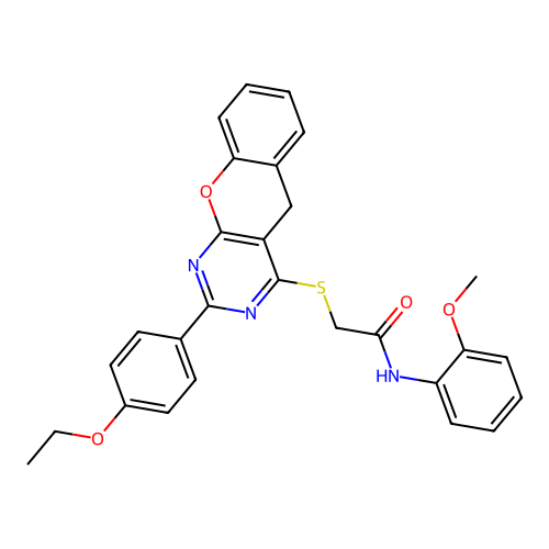 2-{[2-(4-ETHOXYPHENYL)-5H-CHROMENO[2,3-D]PYRIMIDIN-4-YL]SULFANYL}-N-(2-METHOXYPHENYL)ACETAMIDE structure