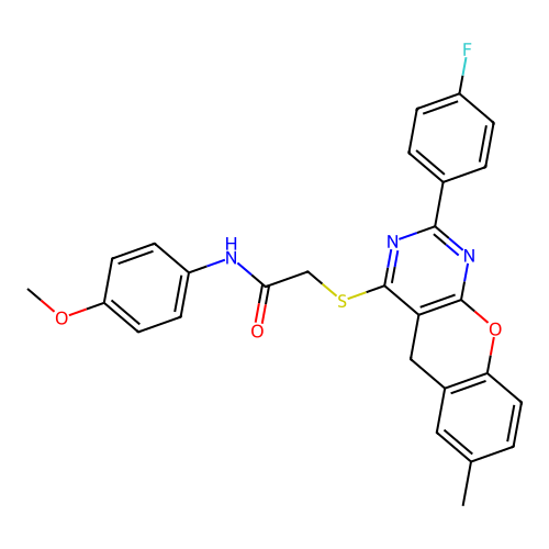2-{[2-(4-FLUOROPHENYL)-7-METHYL-5H-CHROMENO[2,3-D]PYRIMIDIN-4-YL]SULFANYL}-N-(4-METHOXYPHENYL)ACETAMIDE structure