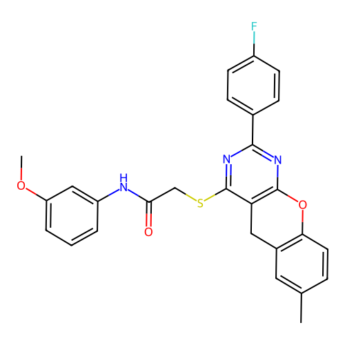 2-{[2-(4-FLUOROPHENYL)-7-METHYL-5H-CHROMENO[2,3-D]PYRIMIDIN-4-YL]SULFANYL}-N-(3-METHOXYPHENYL)ACETAMIDE structure