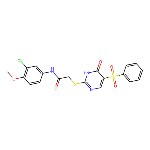 2-{[5-(benzenesulfonyl)-6-oxo-1,6-dihydropyrimidin-2-yl]sulfanyl}-N-(3-chloro-4-methoxyphenyl)acetamide structure