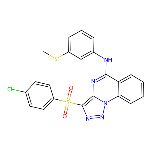 3-[(4-chlorophenyl)sulfonyl]-N-[3-(methylthio)phenyl][1,2,3]triazolo[1,5-a]quinazolin-5-amine structure