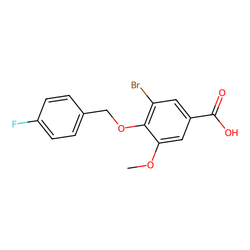3-Bromo-4-[(4-fluorobenzyl)oxy]-5-methoxybenzoic acid structure