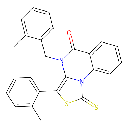 4-(2-methylbenzyl)-1-thioxo-3-(o-tolyl)-1H-thiazolo[3,4-a]quinazolin-5(4H)-one structure