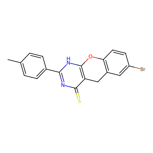 7-bromo-2-(p-tolyl)-3H-chromeno[2,3-d]pyrimidine-4(5H)-thione structure