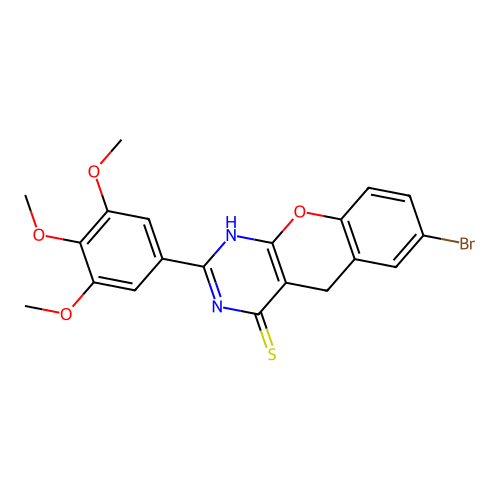 7-bromo-2-(3,4,5-trimethoxyphenyl)-3H-chromeno[2,3-d]pyrimidine-4(5H)-thione structure