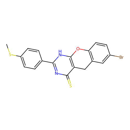 7-Bromo-2-(4-methylsulfanylphenyl)-1,5-dihydrochromeno[2,3-d]pyrimidine-4-thione structure