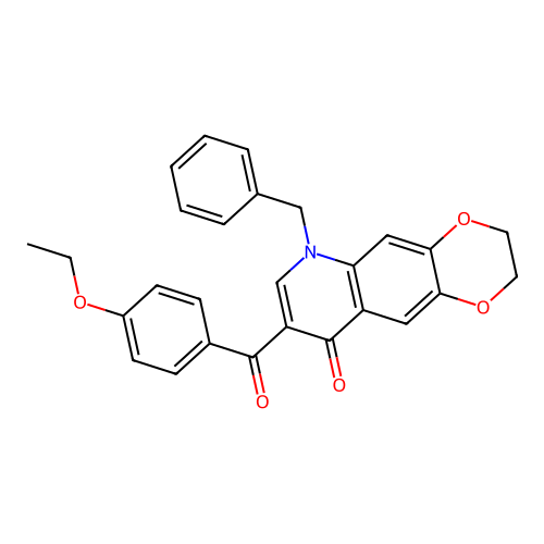 6-Benzyl-8-(4-ethoxybenzoyl)-2,3-dihydro-[1,4]dioxino[2,3-g]quinolin-9-one structure