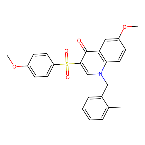 6-Methoxy-3-(4-methoxyphenyl)sulfonyl-1-[(2-methylphenyl)methyl]quinolin-4-one structure