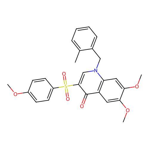 6,7-dimethoxy-3-(4-methoxybenzenesulfonyl)-1-[(2-methylphenyl)methyl]-1,4-dihydroquinolin-4-one structure