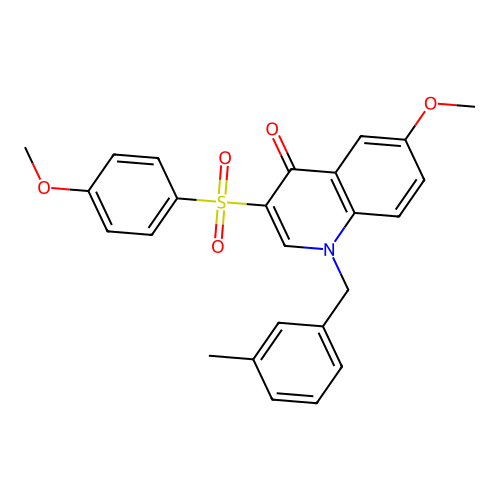 6-Methoxy-3-(4-methoxyphenyl)sulfonyl-1-[(3-methylphenyl)methyl]quinolin-4-one structure