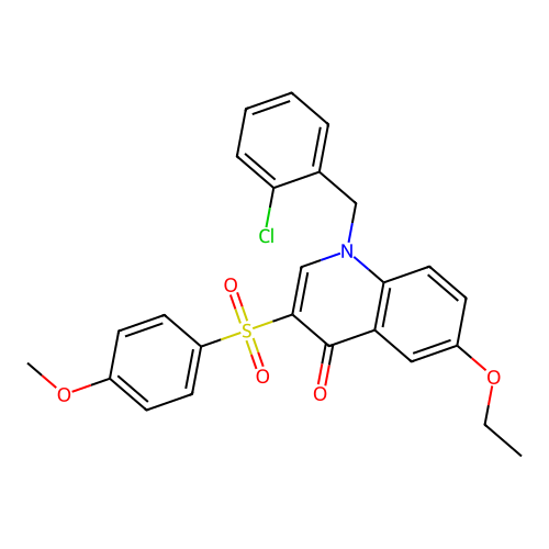 1-[(2-Chlorophenyl)methyl]-6-ethoxy-3-(4-methoxyphenyl)sulfonylquinolin-4-one structure