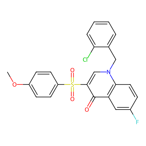 1-[(2-Chlorophenyl)methyl]-6-fluoro-3-(4-methoxyphenyl)sulfonylquinolin-4-one structure