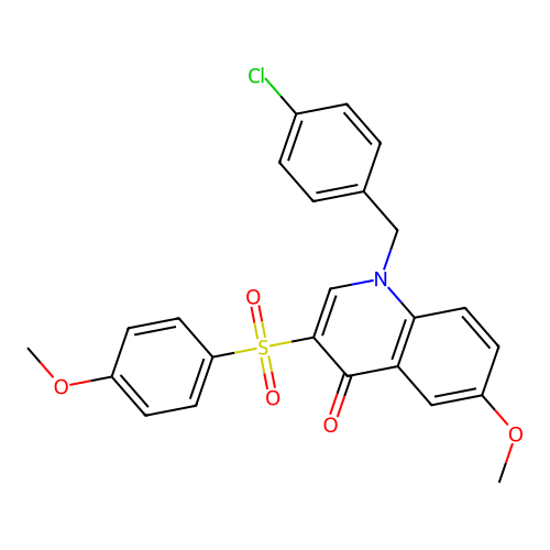 1-[(4-Chlorophenyl)methyl]-6-methoxy-3-(4-methoxyphenyl)sulfonylquinolin-4-one structure