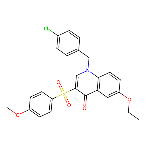 1-[(4-Chlorophenyl)methyl]-6-ethoxy-3-(4-methoxyphenyl)sulfonylquinolin-4-one structure