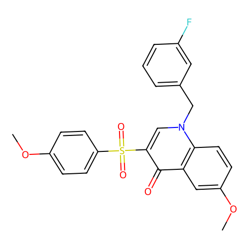 1-[(3-fluorophenyl)methyl]-6-methoxy-3-(4-methoxybenzenesulfonyl)-1,4-dihydroquinolin-4-one structure