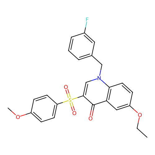 6-Ethoxy-1-[(3-fluorophenyl)methyl]-3-(4-methoxyphenyl)sulfonylquinolin-4-one structure