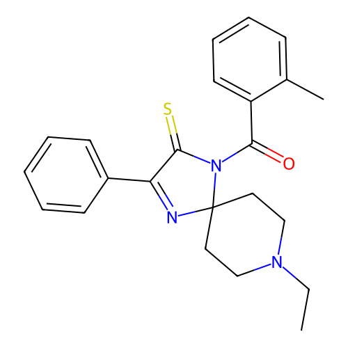 8-Ethyl-1-(2-methylbenzoyl)-3-phenyl-1,4,8-triazaspiro[4.5]dec-3-ene-2-thione structure
